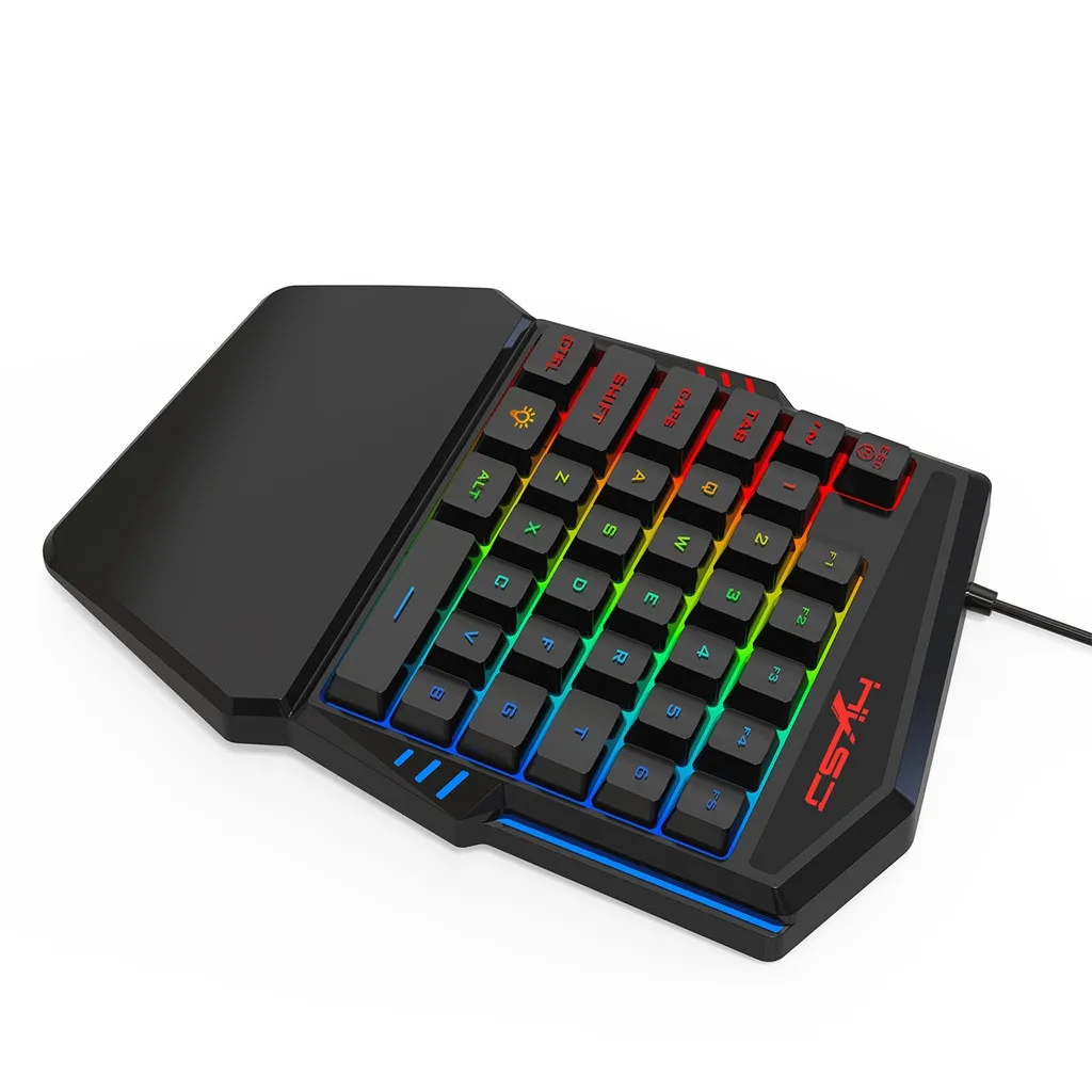 

VOBERRY Applicable To HXSJ V100 Ergonomic multi-color Backlight single-handed Game Keyboard Laptopfor Mechanical Feel Keyboard