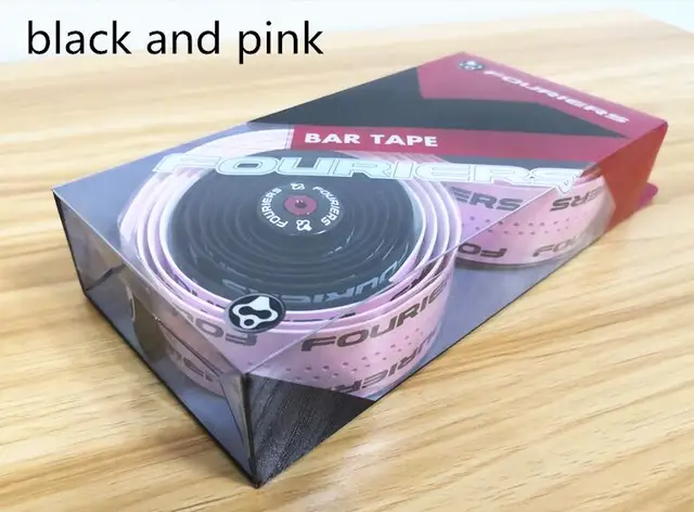 1 set Fouriers Road Bike Handlebar Tape Belt Bicycle Cycling Handle Cork Waterproof Handlebar Tape Wrap black and pink
