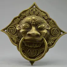 2 шт. старый ручная Медь Резные Дракон дверной молоток украшения Настоящее латунь украшения сада тибетское серебро латунь