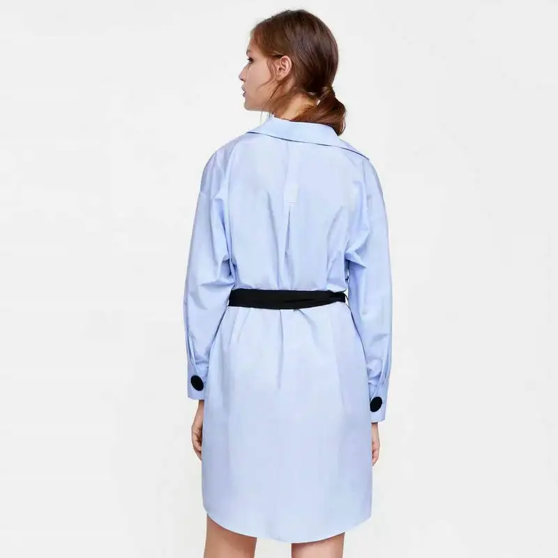 Women Autumn Belt Special Shirt Dress Fashion Vintage Long Sleeve With Button Dress Vintage Empire Women Clothing