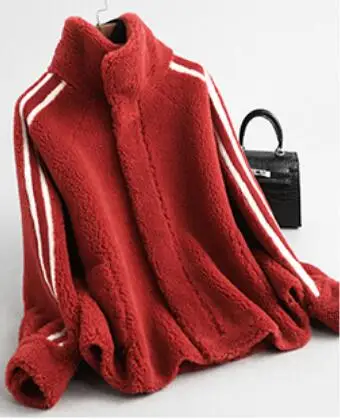 ZiZhen куртка шерстяное пальто воротник стойка спортивный стиль весна осень новая женская верхняя одежда KQN59360 - Цвет: Красный