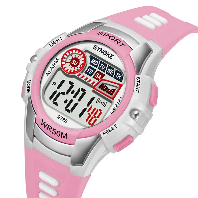 

1 Pcs Children Kids Student Digital Electronic Watch Waterproof Round Dial Adjustable Strap KNG88