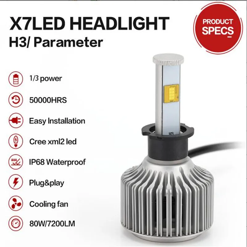 

car light bulb external lights 80W 9600LM 9004 9007 h4 parking light h7 bulb Conversion Kit  led H3  H11 Super Bright Headlamp