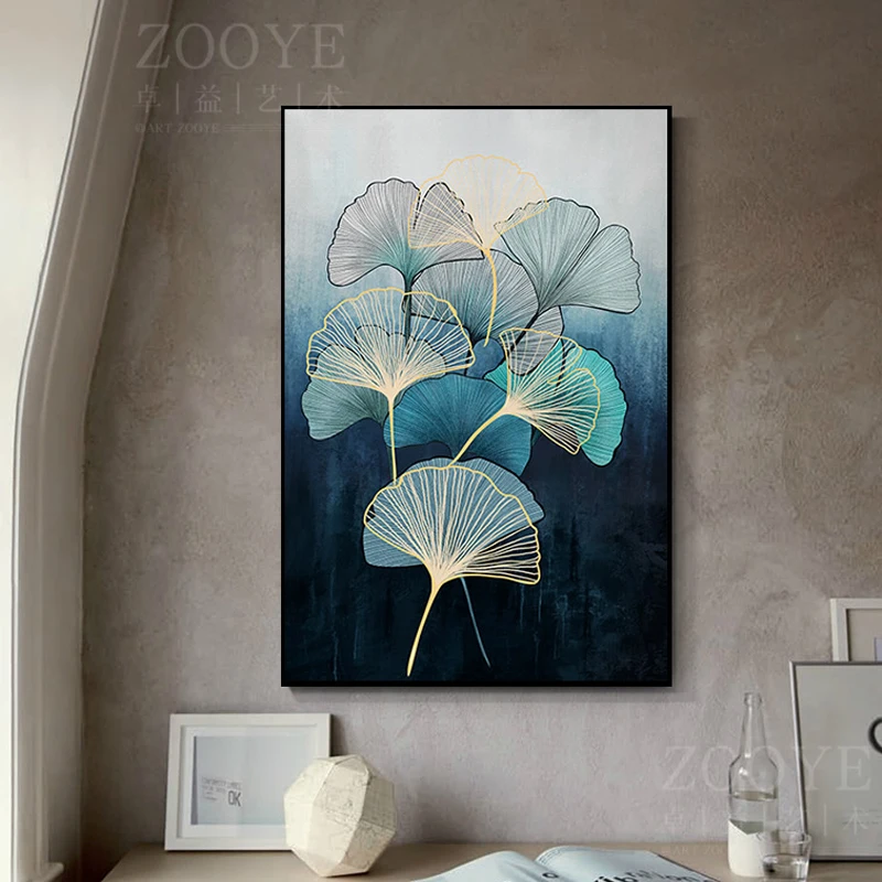 

Abstract Zen Leaves Soft Feathers Canvas Painting Warming Color Poster and Print For Living Room Bedroom Aisle HD Wall Art Decor