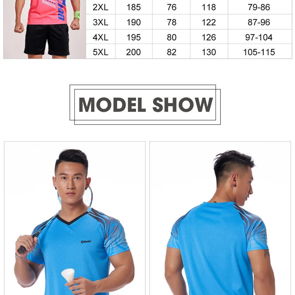 Kunli short tennis shirt men outdoor sports badminton clothing running clothing T-shirt basketball Volleyball shirt