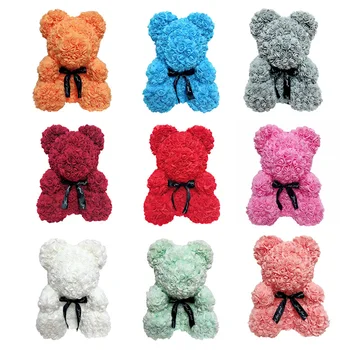 

38m Big Rose Bear PE Foam Rose Flower Artificial Christmas Gifts for Women's Day Gift Plush Bear Drop Shipping