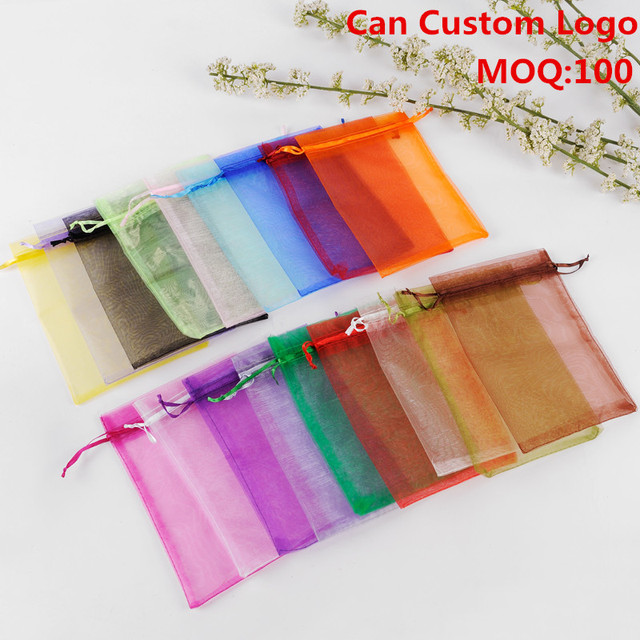 Organza Jewelry Bags Bolsitas De Regalo Para Boda Jewelry Package With Logo Tea Storage Bags 100pcs/lot Wholesale