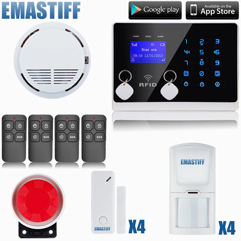 

DIY Wireless& Wired GSM Home Security Burglar Alarm System Kit With SOS Intercom gsm alarm system