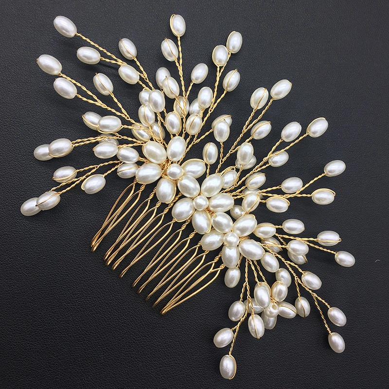 Meledy Handmade Flower Pearl Hair Comb for Wedding Hair Pin for Bride