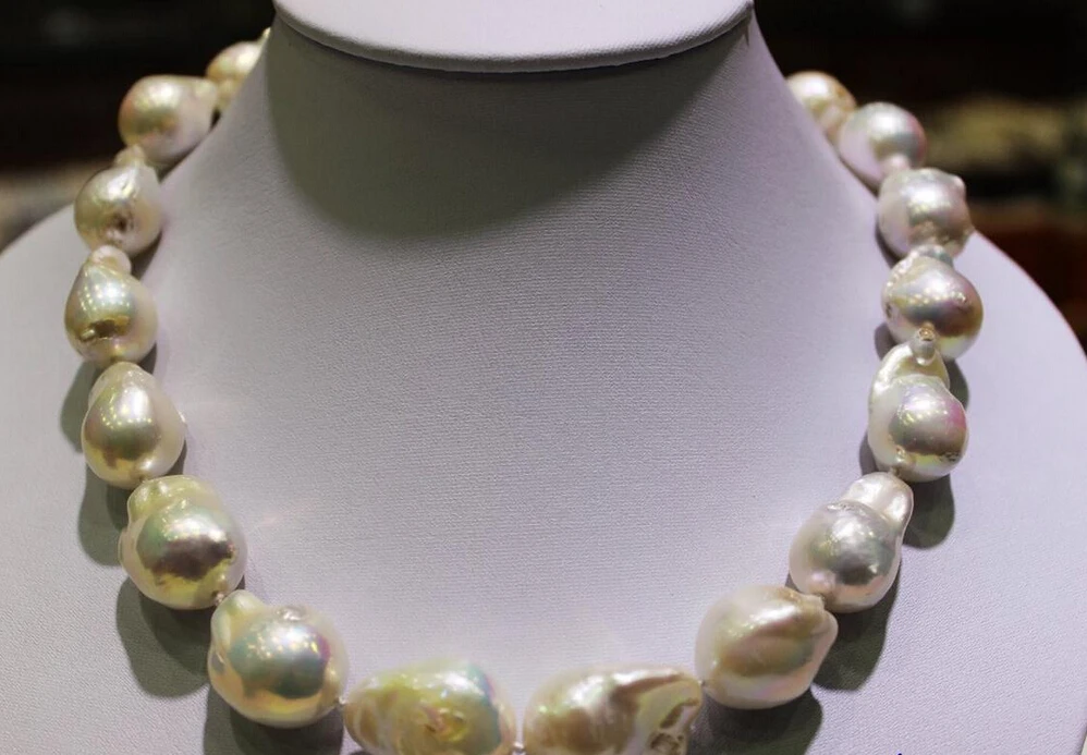 

xiuli 003521 White Beautiful keshi pearl necklace 17.5INCH "handmade" Alloy