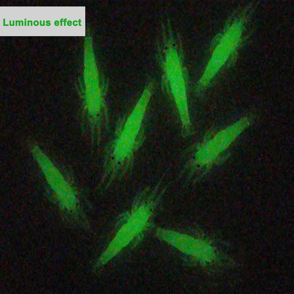 10 шт., искусственная креветка, рыболовная приманка с крючком, 1,3 г, 5 см, мягкий силиконовый джиг, светящаяся Рыбная приманка, имитация, кренкбейт, рыболовный крючок