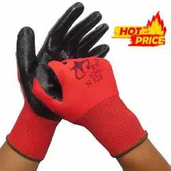 Nitrile черные/красные рабочие перчатки Нескользящие износостойкие Антикоррозийные мягкий латекс для механической обработки защитные