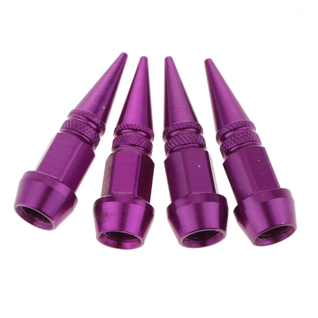 4 Pack 45MM Long Spike Style Polished Motorcycle Car Auto Bike Spike Shape Dustproof Tire Wheel Stem Valve Caps Multi Color 