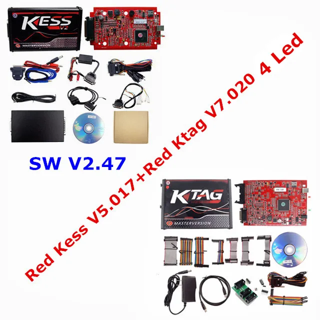 ЕС красный Kess V2 V2.47 V5.017 Ktag V7.020 V2.23 неограниченное онлайн Kess 5,017 K тег 7,020 OBD2 менеджер Тюнинг Комплект ECU чип инструмент - Цвет: Зеленый
