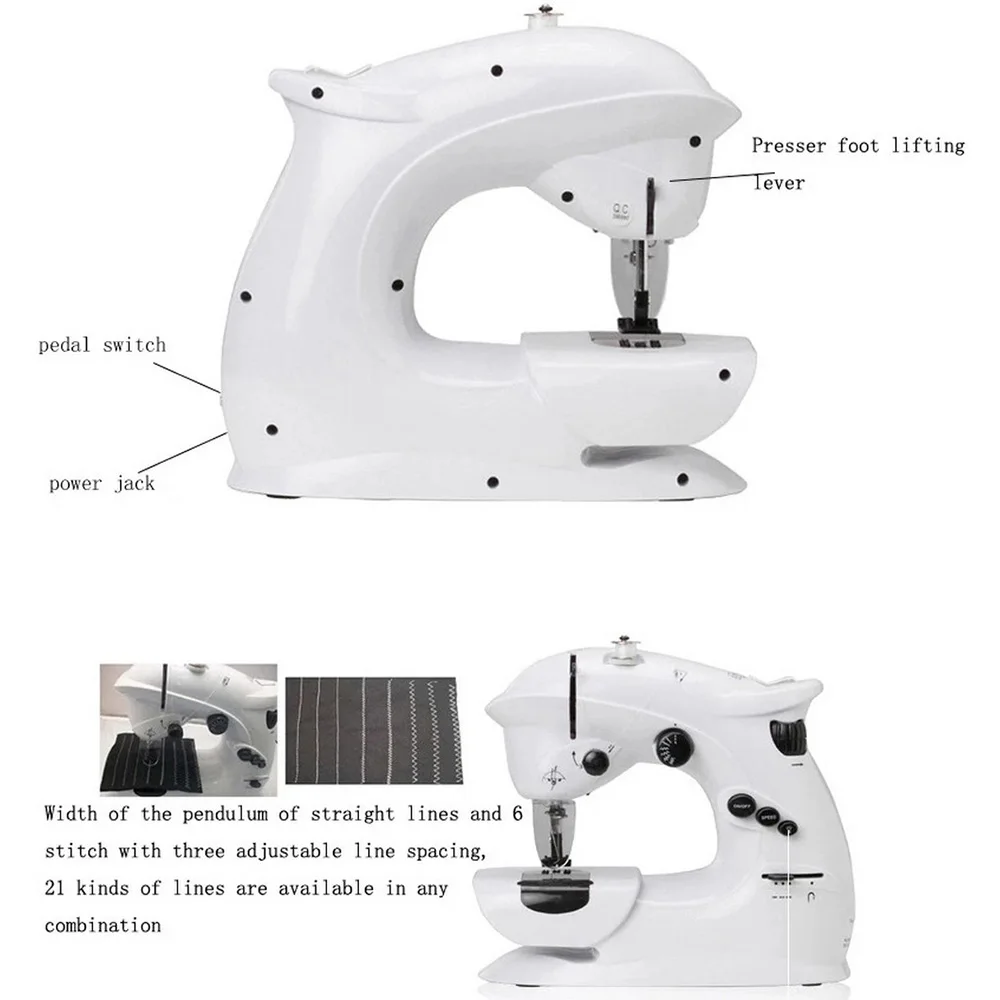 Мини электрическая швейная машина светодиодный двойной скорости швейная машина домашняя автоматическая линия швейный инструмент с защитной доской