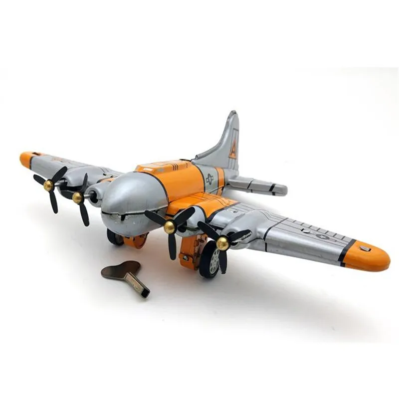 

Vintage Strategic Bomber Metal Wind-up Aircraft Model Clockwork Tin Toys Collectible Classic Education Toys Gift For Children