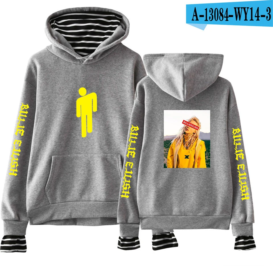 Billieeilish Billie eilish harajuku женские поддельные толстовки из двух частей stweatshirts Осенние теплые толстовки с длинным рукавом горячая Распродажа Топы - Цвет: gray