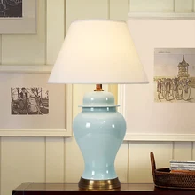 Настольная лампа из американской керамики, для спальни, гостиной, ретро, теплая, с пультом дистанционного управления, простые креативные прикроватные настольные лампы для дома