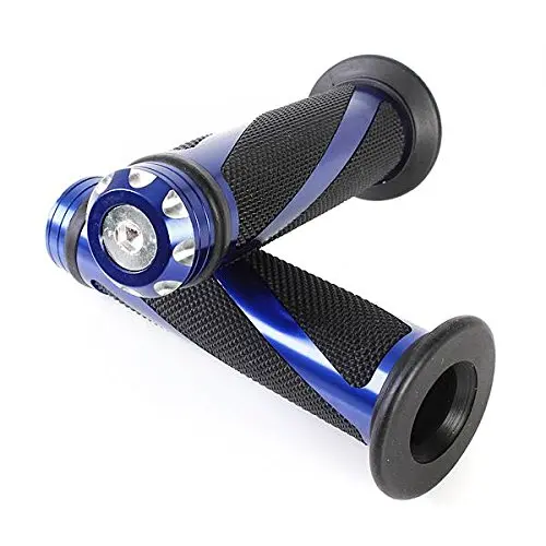 

7/8 CNC Motorcycle Handlebar Grips Gel Rubber Main Bar Aluminium Blue