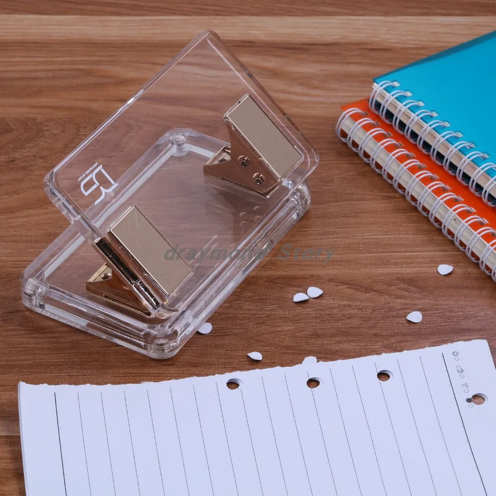 Acrylic Gold curved hole punch stationery by Draymond Story