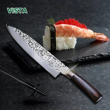 Kitchen Knives 8″Inch Stainless Steel Chef Knife High Grade 7Cr17 Frozen Meat Cutter Wood Handle Identation blade Cooking Tools