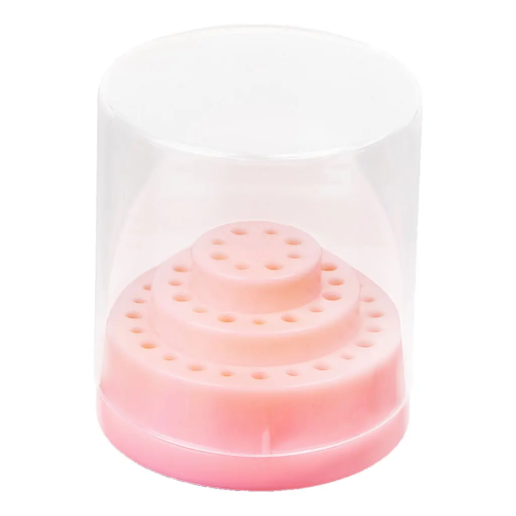 

48 Holes Nail Drill Bit Holder Display Standing with Cover Manicure Storage Box