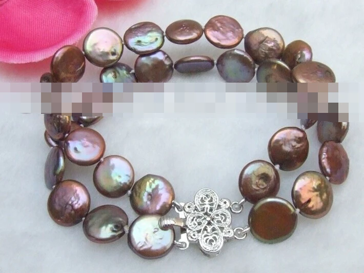 

03765 Coffee Coin Natural Pearls Bracelet