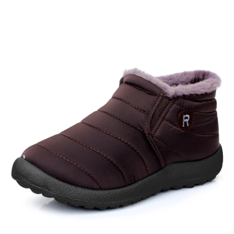 Merkmak/Новинка; модная мужская зимняя обувь; однотонные зимние ботинки с плюшевой подкладкой; теплые водонепроницаемые лыжные ботинки; Размеры 35-47 - Цвет: men brown boots 2