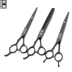 Левосторонние 7 "Kasho 440C Черные Животные ножницы филировочные ножницы Professional Pets Shears уход за щенком Kit H3006