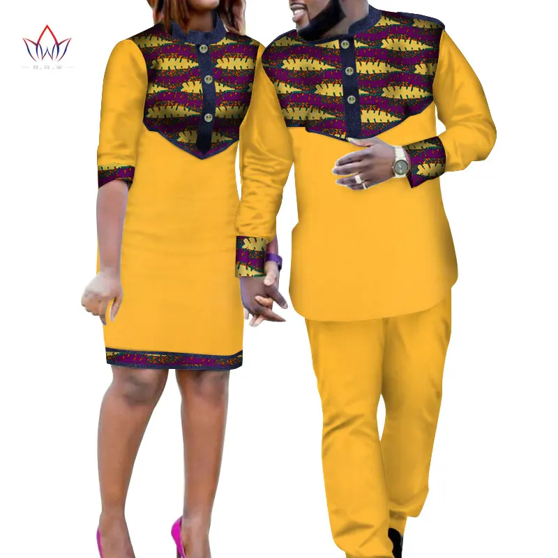 Африканская одежда для пары, хлопковый материал, Дашики, Африканский Базен Riche, женское платье и Мужские штаны, комплект из 2 предметов, Wyq222