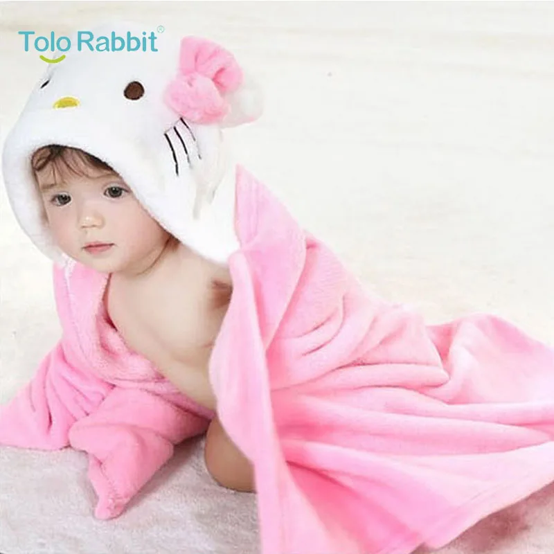 baby clothing 80*90cm Bathrobe Hoodie Hoody Costume Bath Towel Baby Robe Infant receiving blanket wrap cloak Cartoon Hooded 0121