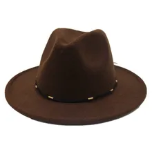 OZyc новые модные мужские и женские винтажные шерстяные фетровые федоры Панама шляпа мягкая фетровая шляпа в джазовом стиле Металлические Широкие полями элегантные черные кепки