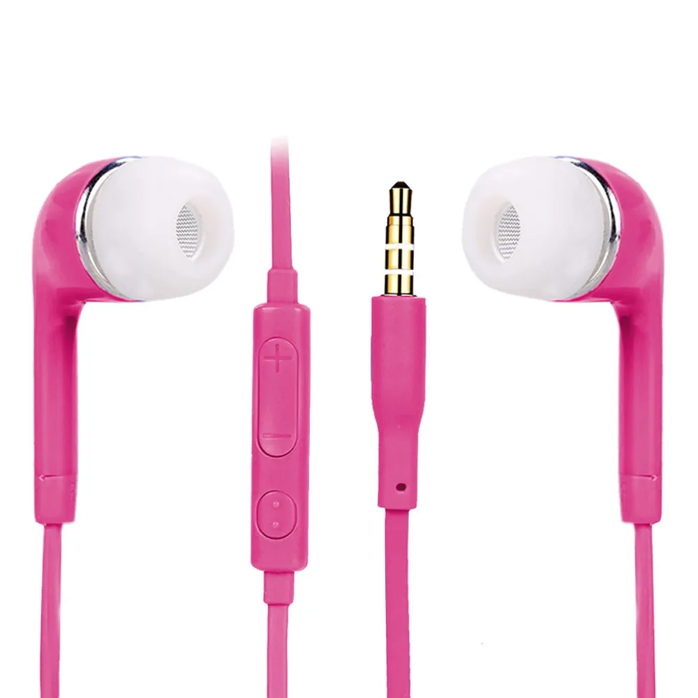 Гарнитура 3,5 мм в ухо стерео наушники головной телефон с микрофоном для samsung Galaxy S3 телефон любой 3,5 мм интерфейс наушники A30#3$0,8 - Цвет: Hot Pink