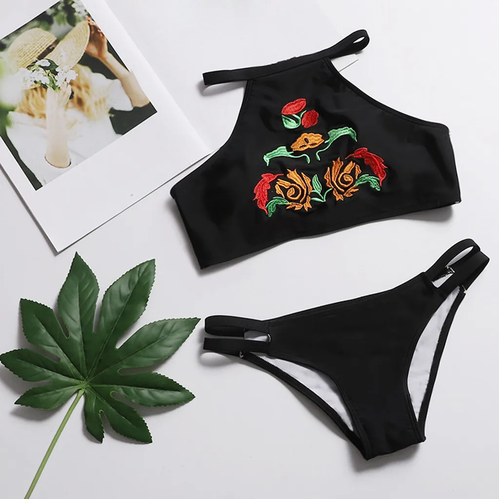 

Female Print Bathing Suits Bodysuit Womens Backless Sexy Embroidered Bra Hight Waist Bikini Set Swimsuit Bathing Suit Swimwear