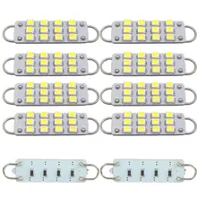 Ee suporte 10 pces branco led luzes do carro festão 44mm 12smd laço rígido 1.73