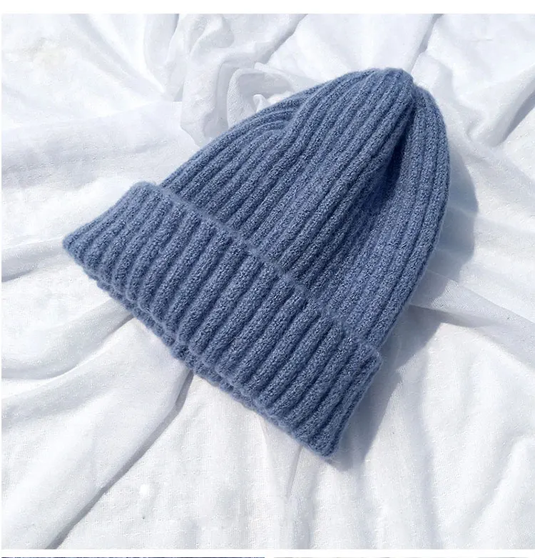 beanie women winter hats for women thick wool skullies beanies for ladies winter beanie hat solid pink black women hats winter hat  (9)