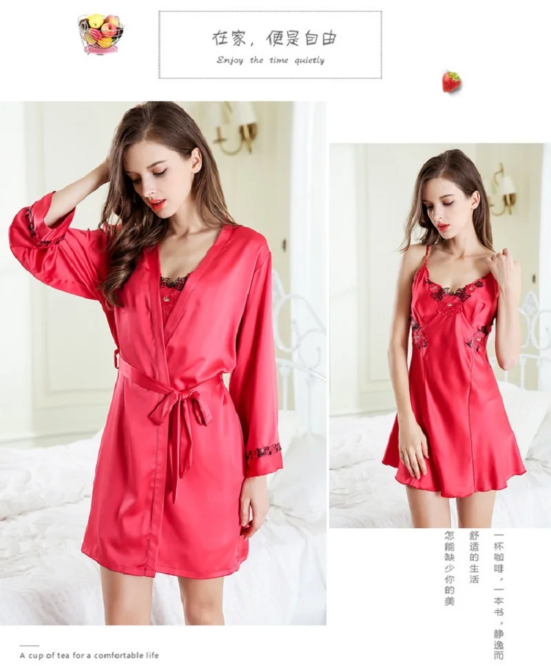 red sexy silk-like robes sleepdress (2)