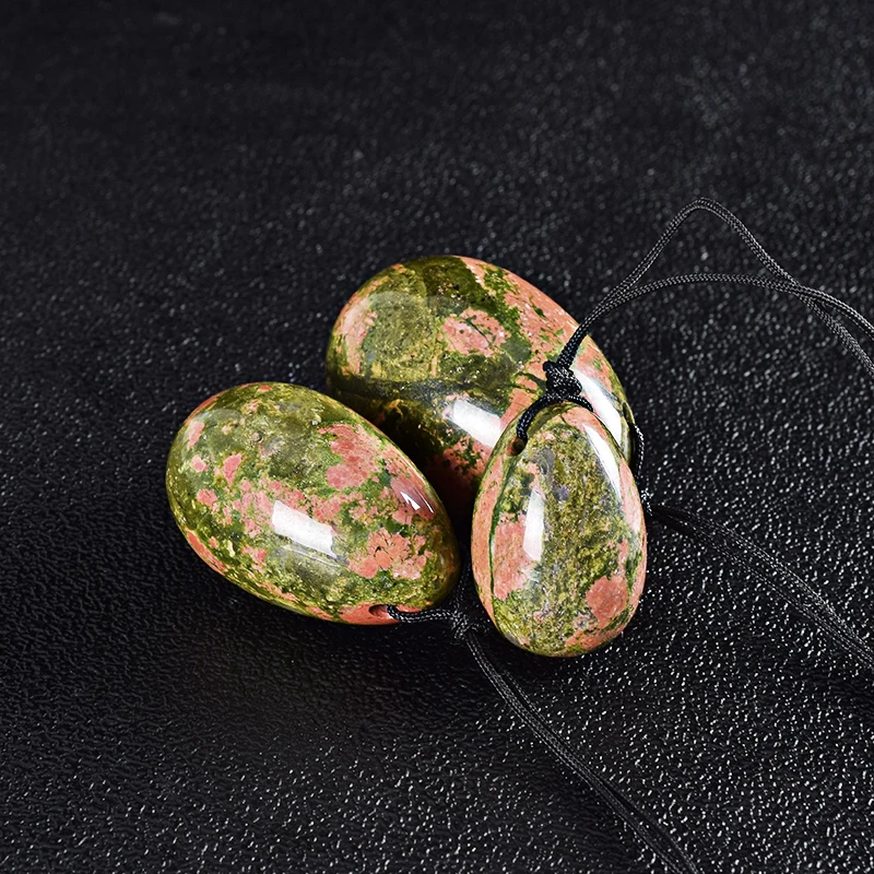 

Natural Unakite Yoni Eggs Set Jade Massage Stone Crystal Sphere for Kegel Exerciser Vaginal Ben Wa Balls Wholesale Health Care