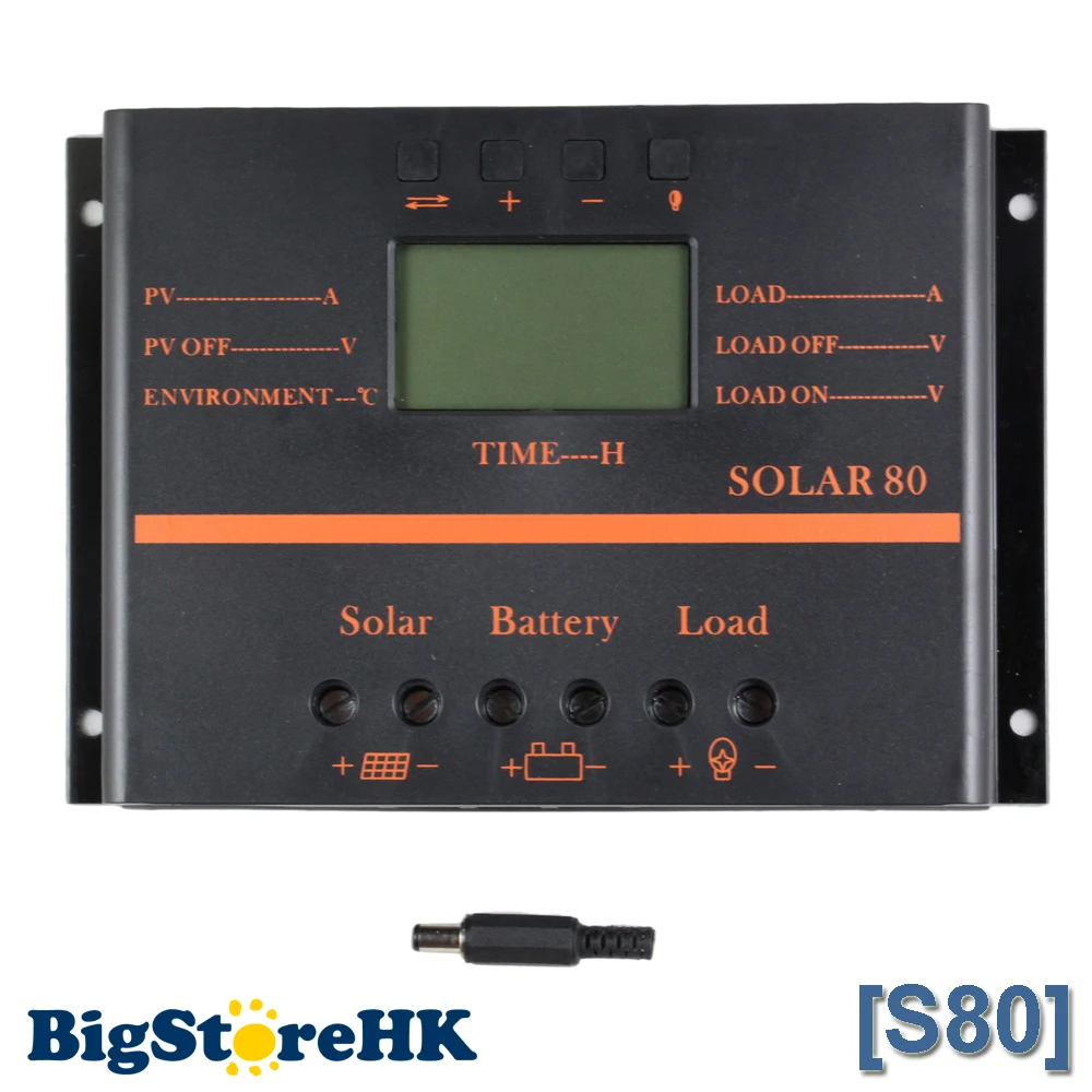 

PowMr 80A PWM Solar Charge Controller 5V USB for 12V 24V PV Panel Battery Charge Controller Solar System Home Indoor Use S80