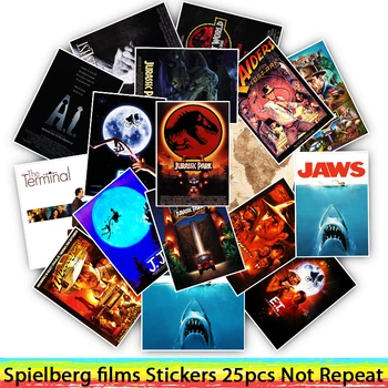 

25pcs E.T. /JAWS/The Termina/Jurassic Park Spielberg Movie Stickers for Motorcycle Luggage Cool Funny Sticker Decals