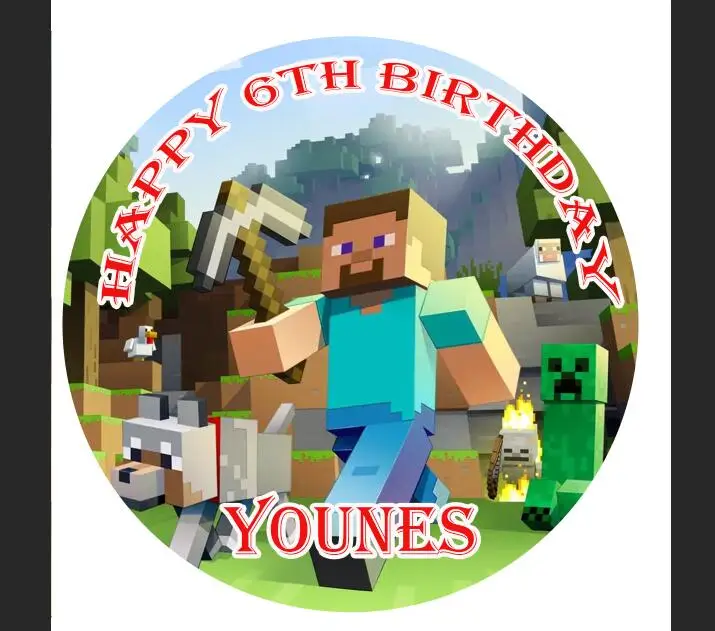 

Minecraft Edible Paper for Cake Topper 8" Birthday Party Decorations Kid Girl Party Supply Cakes Decorating Tools