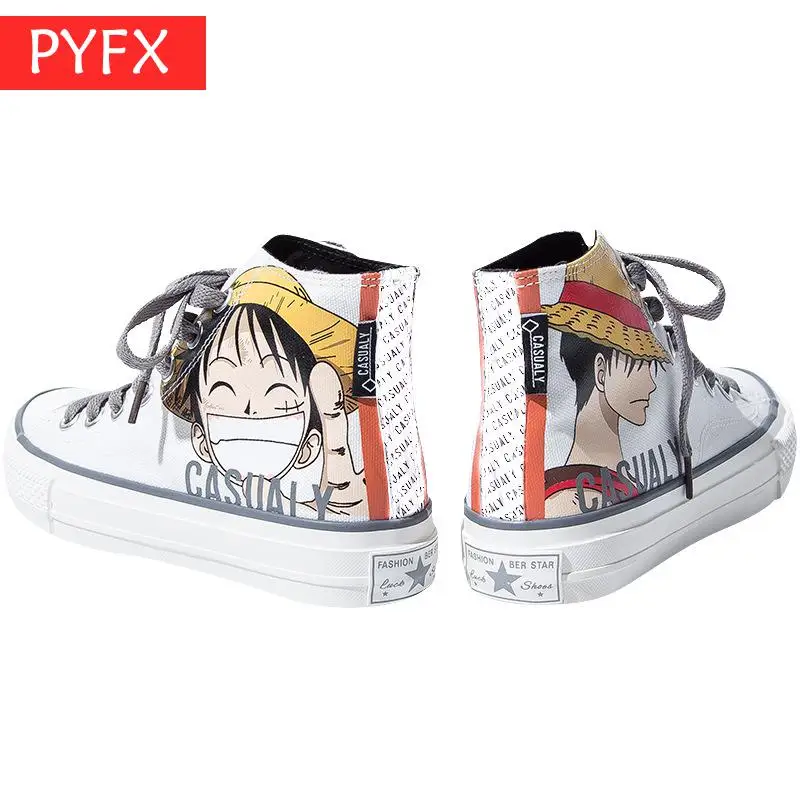 

Autumn 2019 Japanese anime colorful hand-painted luffy flat One piece canvas shoes Men's women 35-44 size leisure breathable