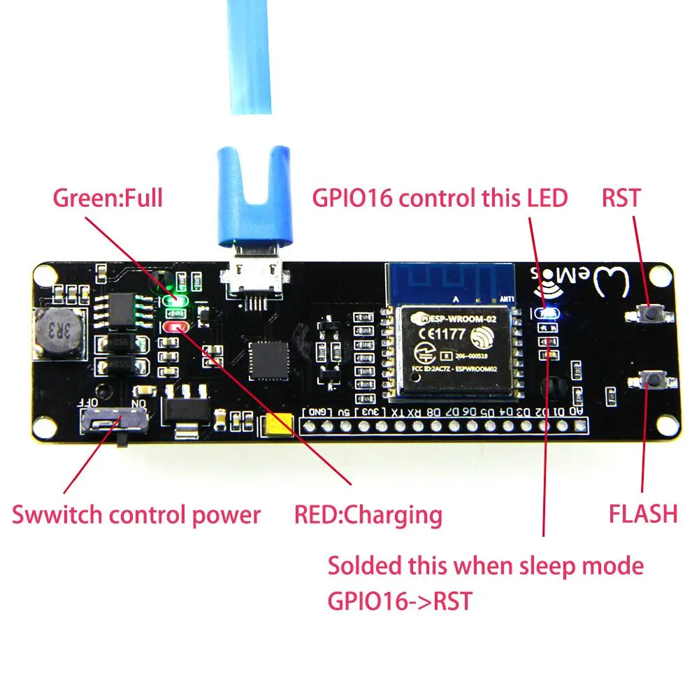 WeMos D1 Esp-Wroom-02 материнская плата ESP8266 Mini-WiFi Nodemcu модуль 18650 батарея