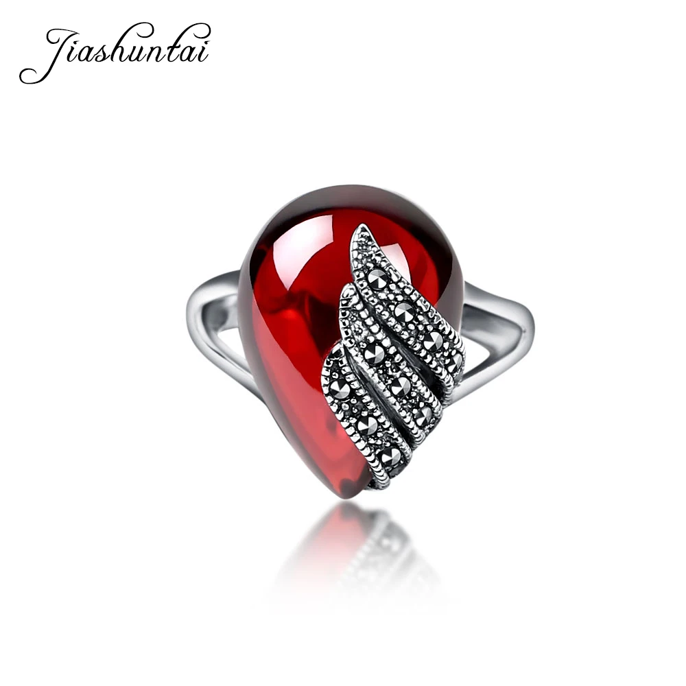 JIASHUNTAI 925 пробы серебряные кольца для женщин Ретро натуральные драгоценные камни винтажные тайские серебряные кольца ювелирные изделия