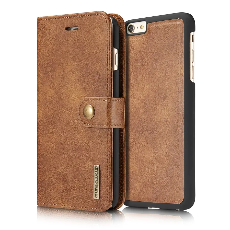 Dual Material PU with Genuine Leather Flip Case for Apple iPhone 6 Plus / 6S Removable Back Cover Metal Logo High Quality | Чехлы для