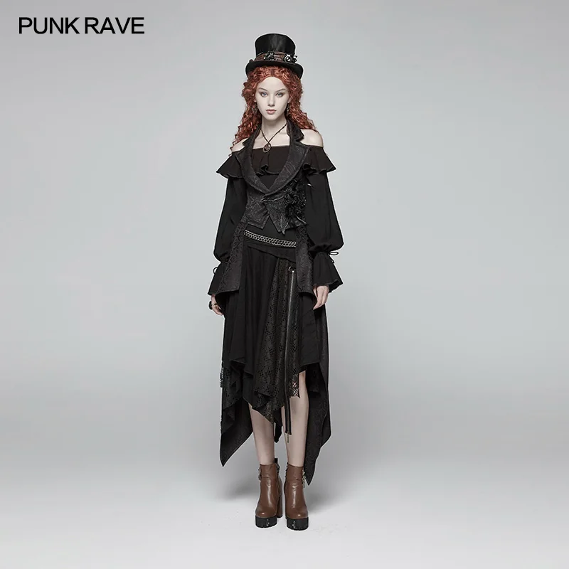 Vintage Backless Steage Manteaux Scène Noir Punk Victorienne Rave De Femmes Amovible Costumes Gothique Vestes Mode Et Longue 7T8Hvx