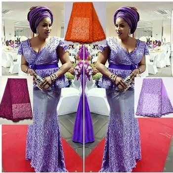 

Wholesale 2018 Latest Purple African French Net Lace Fabric.High Quality African Tulle Lace Fabric For Wedding