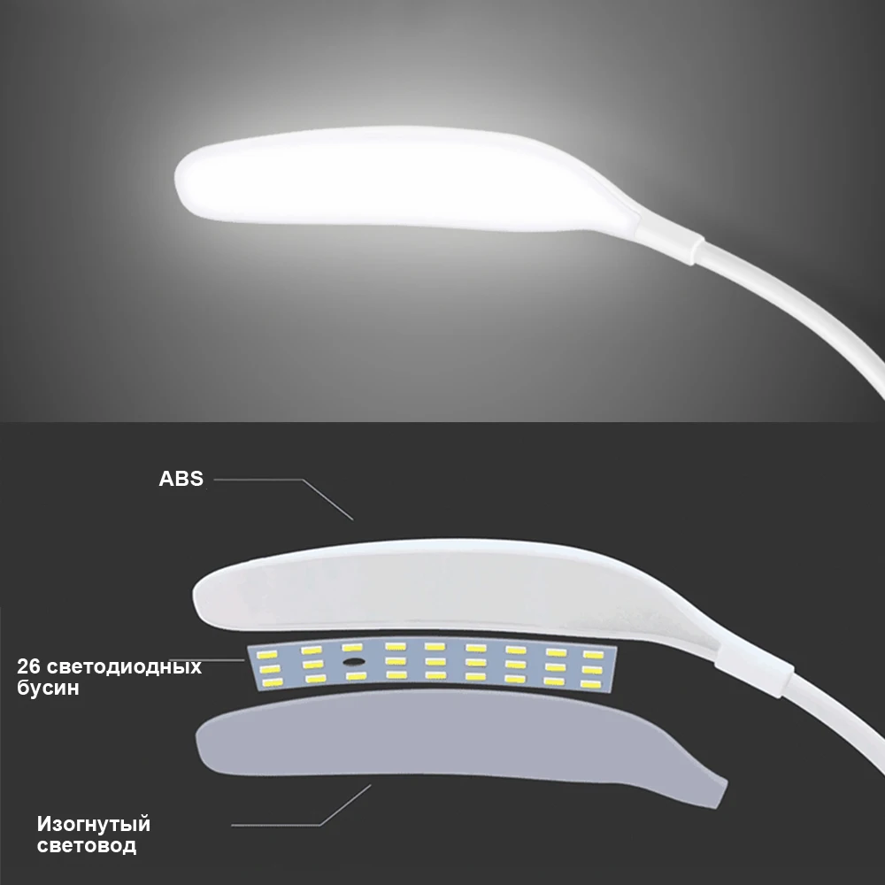 Перезаряжаемый гибкий светодиодный настольный светильник, современный офисный прикроватный светильник для кабинета, настольные лампы с 18650 батареей, сенсорный выключатель, диммер