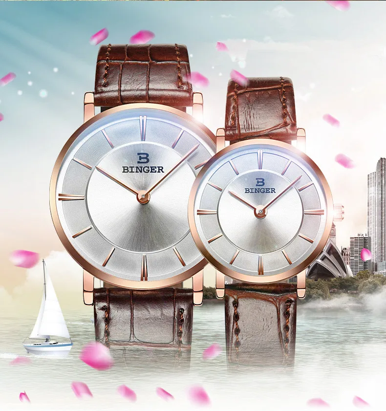 Элегантные джентльменский бизнес японские кварцевые часы ультра-тонкие любители Кристаллы часы водостойкие из натуральной кожи ремешок