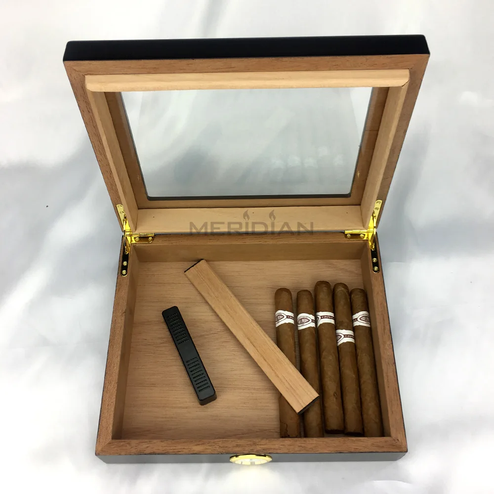 cigarette wooden box humidor cigar box 1520 cigars Desktop Humidor Glasstop window with